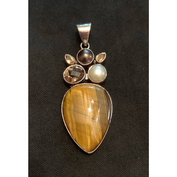 Arya Sterling Silver Multi Stone Pendant - Picture 1 of 4